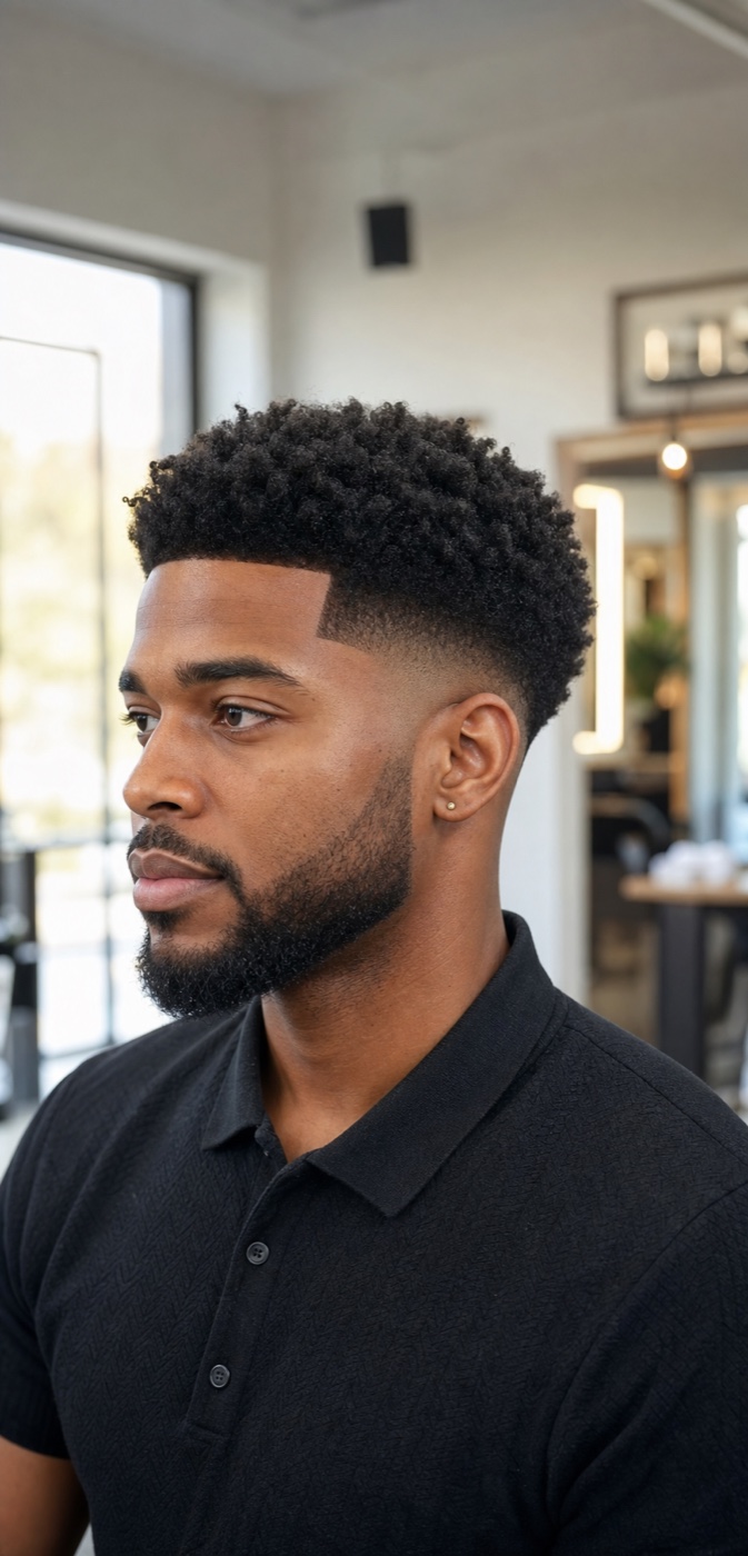 Sfumatura afro uomo con linea pulita a La Chic Sondrio