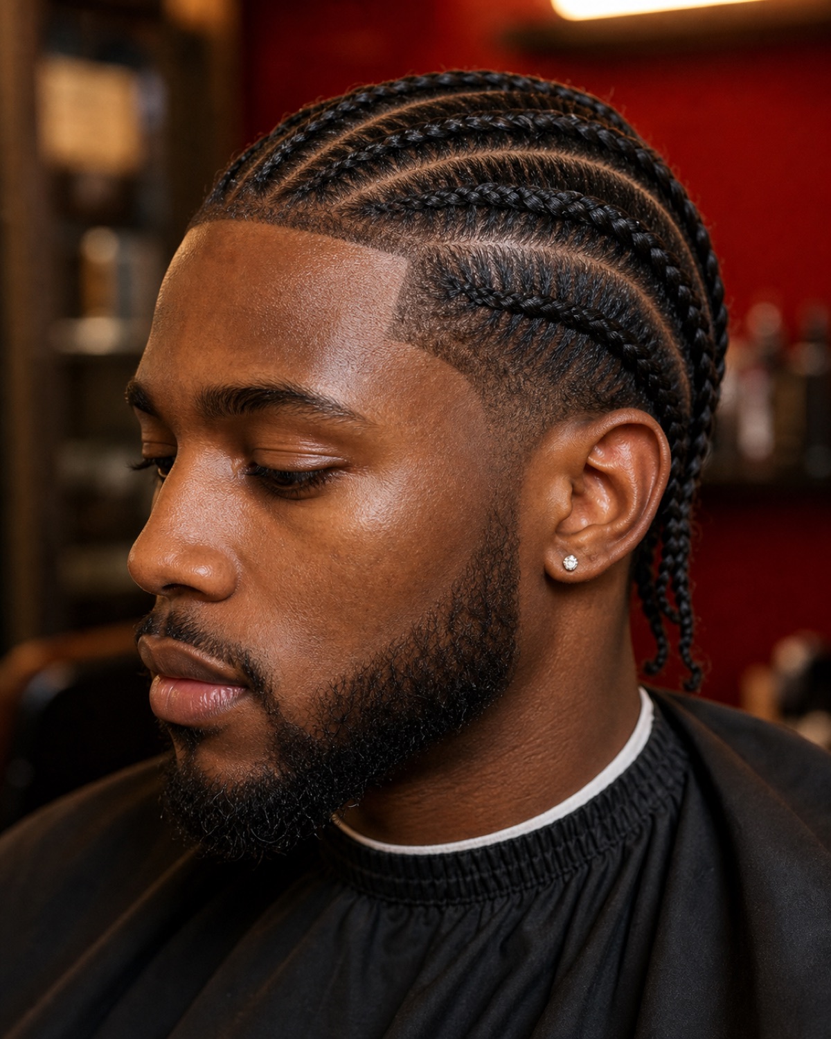 Cornrow uomo e trecce afro con linee precise